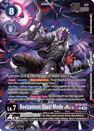 Beelzemon: Blast Mode ACE [BT19-074] (Alternate Art) [Release Special Booster Ver.2.5] - Trinity Hobby