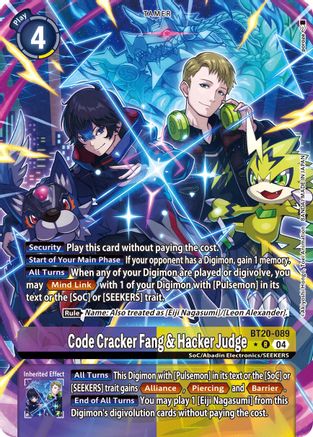 Code Cracker Fang & Hacker Judge [BT20-089] (Alternate Art) [Release Special Booster Ver.2.5] - Trinity Hobby