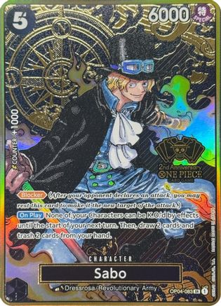 Sabo (One Piece Japanese Version 2nd Anniversary Set) (OP04-083) - [One Piece Promotion Cards] Foil - Trinity Hobby