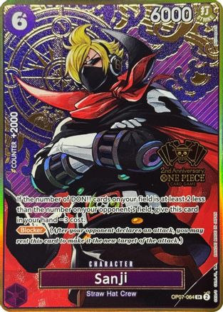 Sanji (One Piece Japanese Version 2nd Anniversary Set) (OP07-064) - [One Piece Promotion Cards] Foil - Trinity Hobby