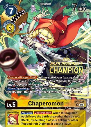 Chaperomon [EX7-027] (2025 Regionals Champion) [Digimon LIBERATOR Promos] - Trinity Hobby