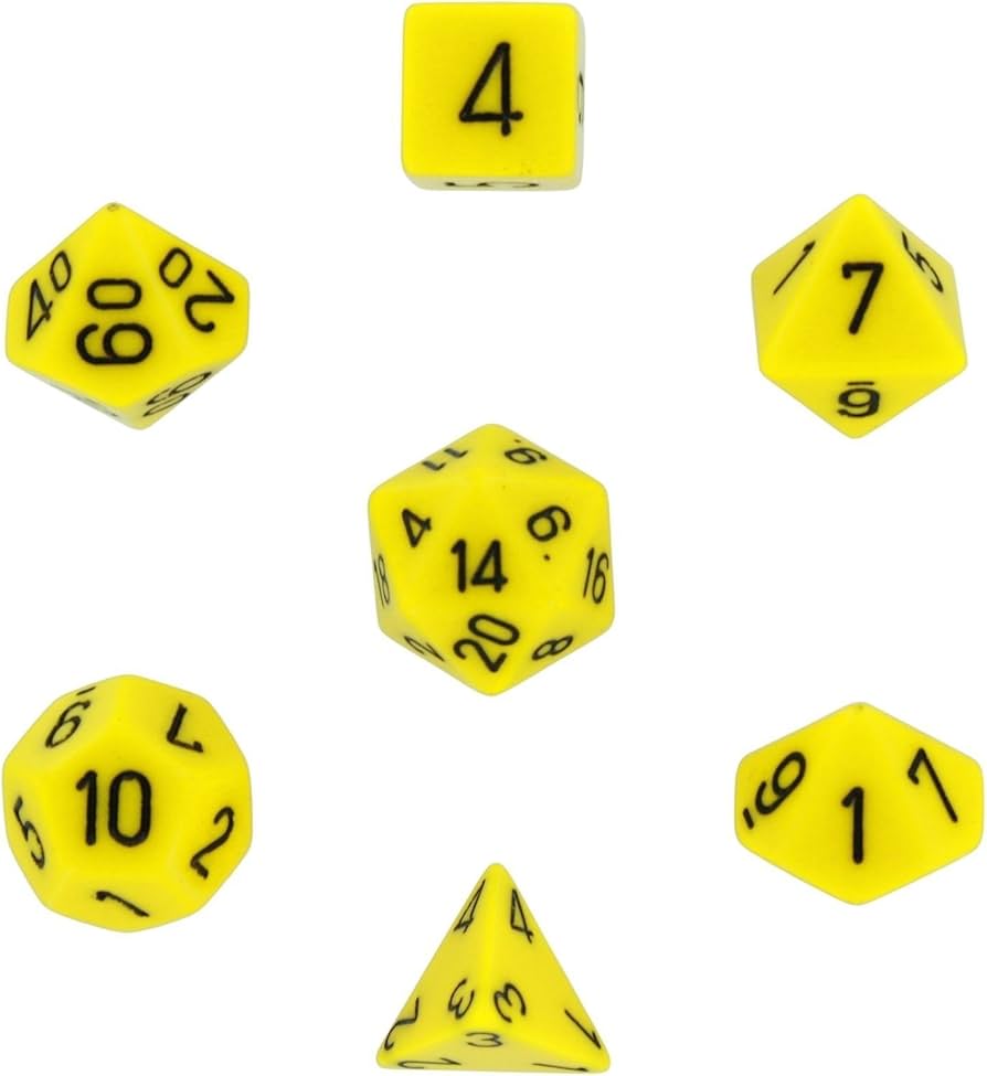 Opaque Polyhedral Yellow/Black 7-Die Set - Trinity Hobby