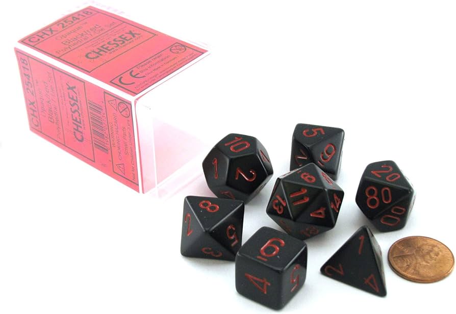 Opaque Polyhedral Black/Red 7-Die Set - Trinity Hobby
