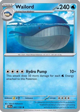 Wailord - 041/159  - (041/159) Holofoil [SV09 Journey Together] - Trinity Hobby
