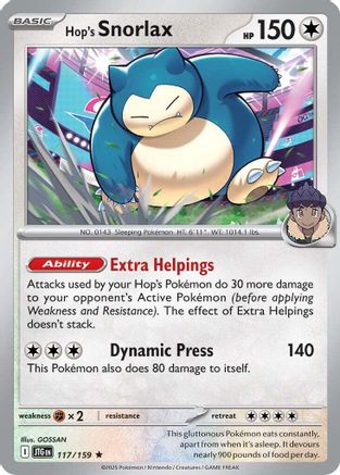 Hop's Snorlax  - (117/159) Holofoil [SV09 Journey Together] - Trinity Hobby