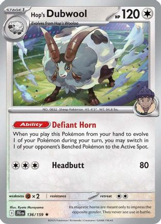 Hop's Dubwool  - (136/159) Holofoil [SV09 Journey Together] - Trinity Hobby