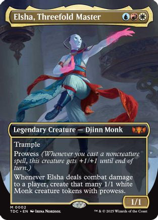 Elsha, Threefold Master (Borderless) (TDC-002) - [Commander: Tarkir: Dragonstorm] - Trinity Hobby