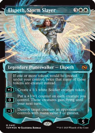 Elspeth, Storm Slayer  [Foil]  (TDM-401) - [Tarkir: Dragonstorm]: (Showcase) (Borderless) - Trinity Hobby