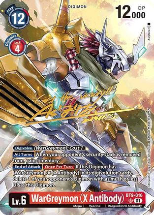 WarGreymon (X Antibody) [BT9-016] (Signed) [World Convergence] - Trinity Hobby