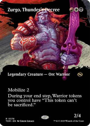 Zurgo, Thunder's Decree  [Foil]  (TDM-376) - [Tarkir: Dragonstorm]: (Showcase) (Borderless) - Trinity Hobby