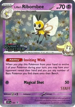 Lillie's Ribombee (183) (Prerelease Staff) [Scarlet & Violet: Black Star Promos] - Trinity Hobby