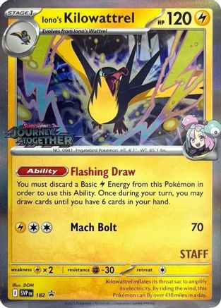 Iono's Kilowattrel - 182 (Prerelease) [Staff] - ( 182) [SV Scarlet & Violet Promo Cards] Holofoil - Trinity Hobby