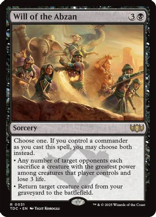 Will of the Abzan (TDC-031) - [Commander: Tarkir: Dragonstorm] - Trinity Hobby