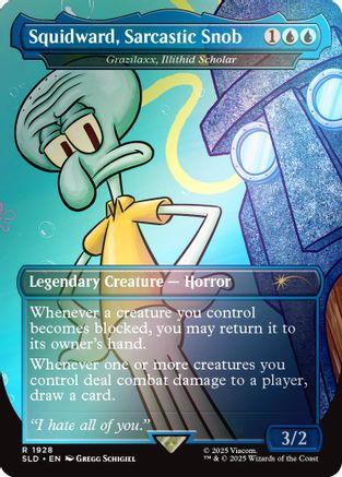 Squidward, Sarcastic Snob - Grazilaxx, Illithid Scholar (Rainbow Foil) (SLD-1928) - [Secret Lair Drop Series] Foil - Trinity Hobby