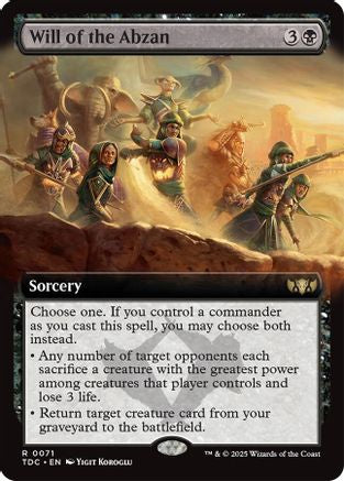 Will of the Abzan (Extended Art) (TDC-071) - [Commander: Tarkir: Dragonstorm] - Trinity Hobby