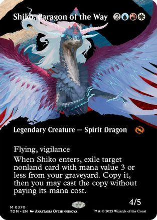 Shiko, Paragon of the Way  [Foil]  (TDM-370) - [Tarkir: Dragonstorm]: (Showcase) (Borderless) - Trinity Hobby