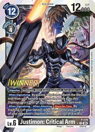 Justimon: Critical Arm [P-179] (Store Tournament 2025 Vol.2 Winner Pack) [Promotional Cards] - Trinity Hobby