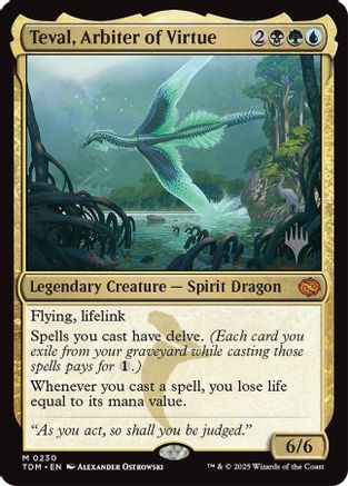 Teval, Arbiter of Virtue (PPTDM-230) - [Promo Pack: Tarkir: Dragonstorm] Foil - Trinity Hobby