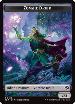 Zombie Druid // Treasure Double-Sided Token  [Foil]  (TDM-10 // 16) - [Tarkir: Dragonstorm] - Trinity Hobby
