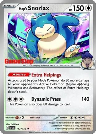 Hop's Snorlax (GameStop) (Cosmos Holo) - (117/159) Holofoil [Miscellaneous Cards & Products]