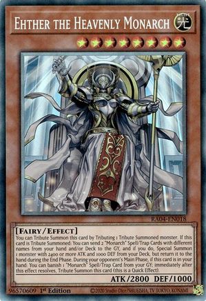 Ehther the Heavenly Monarch (CR) [RA04-EN018] - Quarter Century Stampede 1st Edition - Collector's Rare - Trinity Hobby