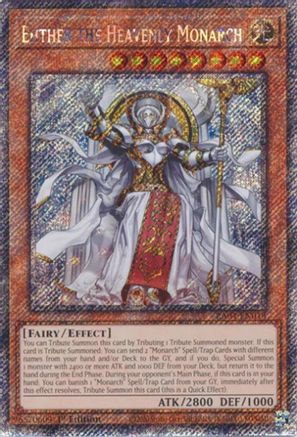 Ehther the Heavenly Monarch (Platinum Secret Rare) [RA04-EN018] - Quarter Century Stampede 1st Edition - Platinum Secret Rare - Trinity Hobby