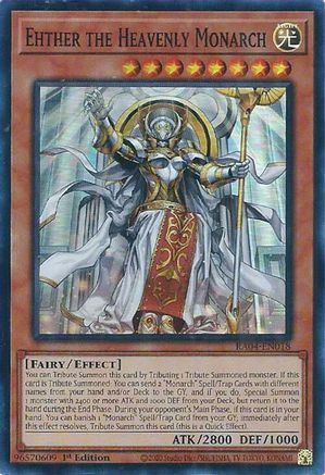 Ehther the Heavenly Monarch [RA04-EN018] - Quarter Century Stampede 1st Edition - Super Rare - Trinity Hobby