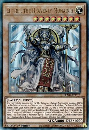 Ehther the Heavenly Monarch (Ultimate Rare) [RA04-EN018] - Quarter Century Stampede 1st Edition - Ultimate Rare - Trinity Hobby