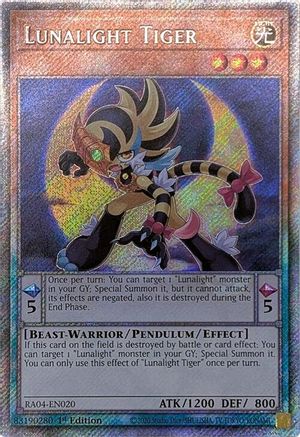 Lunalight Tiger (Platinum Secret Rare) [RA04-EN020] - Quarter Century Stampede 1st Edition - Platinum Secret Rare - Trinity Hobby