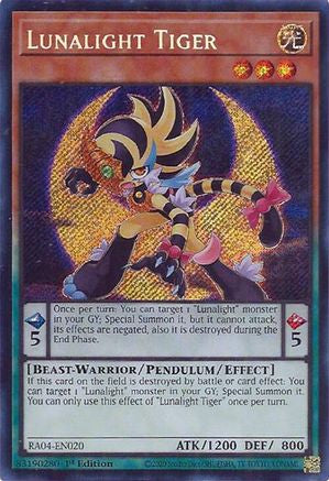 Lunalight Tiger (Secret Rare) [RA04-EN020] - Quarter Century Stampede 1st Edition - Secret Rare - Trinity Hobby