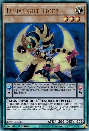 Lunalight Tiger (Ultimate Rare) [RA04-EN020] - Quarter Century Stampede 1st Edition - Ultimate Rare - Trinity Hobby