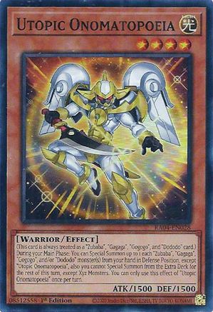 Utopic Onomatopoeia [RA04-EN028] - Quarter Century Stampede 1st Edition - Super Rare - Trinity Hobby
