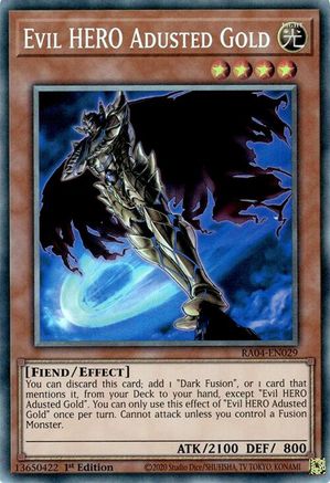 Evil HERO Adusted Gold (CR) [RA04-EN029] - Quarter Century Stampede 1st Edition - Collector's Rare - Trinity Hobby