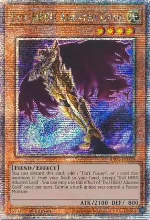 Evil HERO Adusted Gold (Quarter Century Secret Rare) [RA04-EN029] - Quarter Century Stampede 1st Edition - Quarter Century Secret Rare - Trinity Hobby