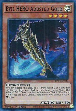 Evil HERO Adusted Gold [RA04-EN029] - Quarter Century Stampede 1st Edition - Super Rare - Trinity Hobby