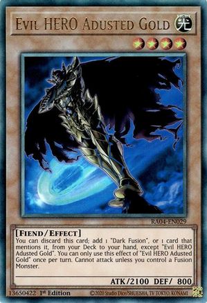 Evil HERO Adusted Gold (Ultimate Rare) [RA04-EN029] - Quarter Century Stampede 1st Edition - Ultimate Rare - Trinity Hobby