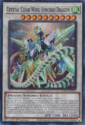 Crystal Clear Wing Synchro Dragon [RA04-EN059] - Quarter Century Stampede 1st Edition - Super Rare - Trinity Hobby