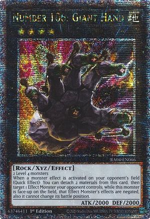 Number 106: Giant Hand (Quarter Century Secret Rare) [RA04-EN066] - Quarter Century Stampede 1st Edition - Quarter Century Secret Rare - Trinity Hobby