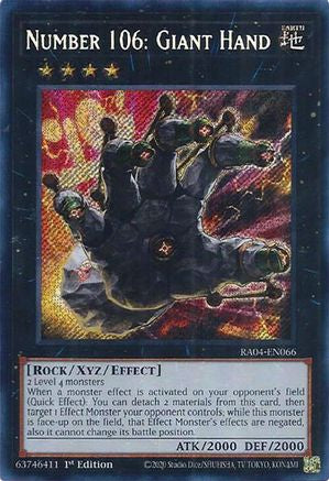 Number 106: Giant Hand (Secret Rare) [RA04-EN066] - Quarter Century Stampede 1st Edition - Secret Rare - Trinity Hobby
