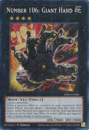 Number 106: Giant Hand [RA04-EN066] - Quarter Century Stampede 1st Edition - Super Rare - Trinity Hobby
