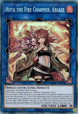 Hiita the Fire Charmer, Ablaze (CR) [RA04-EN074] - Quarter Century Stampede 1st Edition - Collector's Rare - Trinity Hobby
