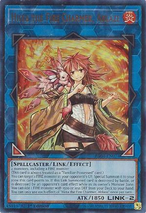 Hiita the Fire Charmer, Ablaze (UR) [RA04-EN074] - Quarter Century Stampede 1st Edition - Ultra Rare - Trinity Hobby