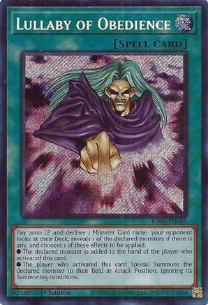 Lullaby of Obedience (Secret Rare) [RA04-EN085] - Quarter Century Stampede 1st Edition - Secret Rare - Trinity Hobby