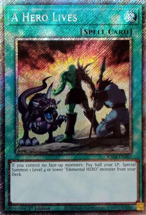 A Hero Lives (Platinum Secret Rare) [RA04-EN087] - Quarter Century Stampede 1st Edition - Platinum Secret Rare - Trinity Hobby