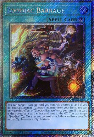 Zoodiac Barrage (Platinum Secret Rare) [RA04-EN091] - Quarter Century Stampede 1st Edition - Platinum Secret Rare - Trinity Hobby