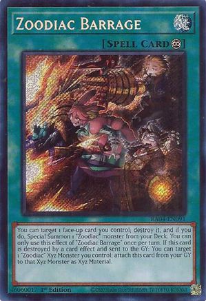 Zoodiac Barrage (Secret Rare) [RA04-EN091] - Quarter Century Stampede 1st Edition - Secret Rare - Trinity Hobby
