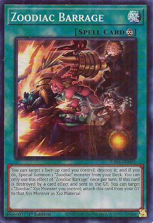 Zoodiac Barrage [RA04-EN091] - Quarter Century Stampede 1st Edition - Super Rare - Trinity Hobby
