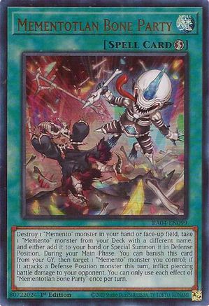 Mementotlan Bone Party (UR) [RA04-EN099] - Quarter Century Stampede 1st Edition - Ultra Rare - Trinity Hobby