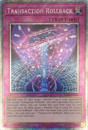 Transaction Rollback (Platinum Secret Rare) [RA04-EN105] - Quarter Century Stampede 1st Edition - Platinum Secret Rare - Trinity Hobby