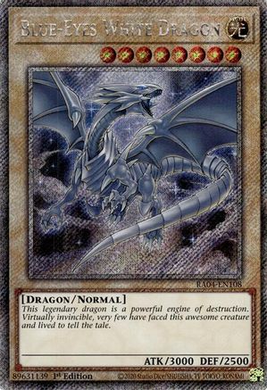 Blue-Eyes White Dragon (8th Art) (Platinum Secret Rare) [RA04-EN108] - Quarter Century Stampede 1st Edition - Platinum Secret Rare - Trinity Hobby